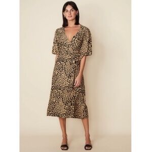 FAITHFULL THE BRAND ‘Elfrida’ Animal Print Midi Wrap Dress